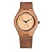 ZHHA Women's Natural Bamboo Wood Watch Genuine Calf Leather Strap Quartz Watches 1448