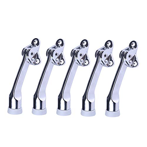 Towever Easy Pedal Kick Down Door Stopper 5 Pcs per Pack Chrome Esay-Step Door Stop 4 in
