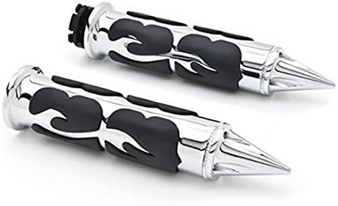 TESWNE Motorcycle Chrome Hand Grips Custom Handlebar Fits for Suzuki Kawasaki Yamaha Honda with 1 inch Throttle Grips