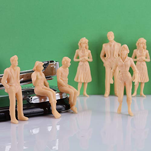Fashionclubs 50pcs Model Train People Figures Architectural 1:25 G Scale Unpainted Model People Seated and Standing Miniature People Passengers for Miniature Scenes Model Railway Railroad Layout - Thumbnail 2