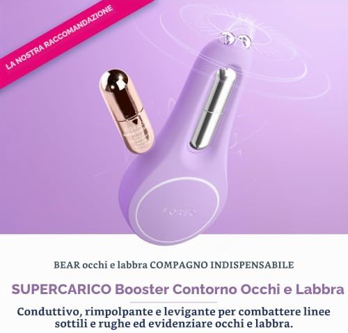 Bear 2 Eyes & Lips, Dispositivo Antirughe a Microcorrente, Massaggiatore Occhi, Lifting Sopracciglia, Volumizzante Labbra e Trattamento Occhiaie, Prodotti di Bellezza Rassodanti, Lavender