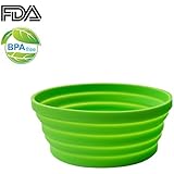 Ecoart Silicone Expandable Collapsible Bowl for Travel Camping Hiking, Green (1 Pack)