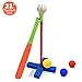 CeleMoon 21 Inch Soft Foam Kids TBall Baseball Bat Toy Set, 6 Colorful Balls + Carrying Bag Included, for Kids 3 Years Old (Orange)