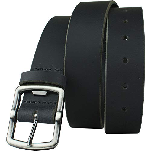 Cold Mountain Black Belt - Nickel Smart - Full Grain Leather Belt with Nickel Free Bottle Opener Buckle - 38