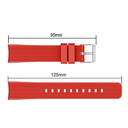 Insaneness Pure Colour Stripe Soft Silicone Watch Band Band Strap for Samsung Galaxy Watch (Red, 42mm) - Thumbnail 3
