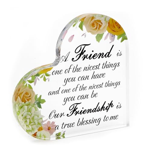 MUCOOS Friendship Acrylic Plaque, Warm Yellow Floral Design, Like Warm and Bright Friendship, Acrylic Ornaments for Friends, Gifts for Friends