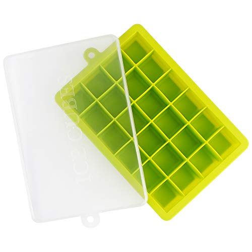 EZCO Silicone Ice Cube Molds (3-Pack), Ice Cube Trays Square Easy Release 24 Cavity BPA Free Ice Makers with Lid for Ice, Whiskey, Cocktail, Candy, Chocolate - Thumbnail 3