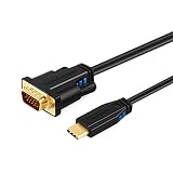 USB-C to VGA, CableCreation 6 FT Type C to VGA Adapter (Thunderbolt 3 Compatible), Compatible with MacBook Pro/MacBook Air/iPad Pro 2018/iMac 2017/Chromebook Pixel/Yoga 920/910,XPS 13/15,/Black