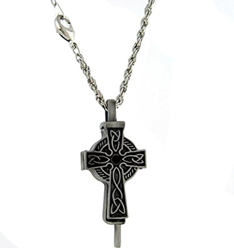 Celtic Cross Aromatherapy Diffuser Pendant on 24" Chain - with Pads for Essential Oils