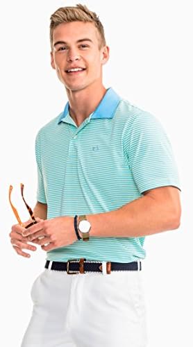 Southern Tide Men's Fort Charlotte Stripe Performance Polo (X-Large, Lime)