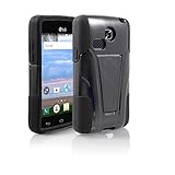 LG Sunrise L15G Case, LG Lucky L16C Case, Starshop(TM) Premium Durable Rugged Shell Hybrid Protective Phone Case Cover with Built in Kickstand Black