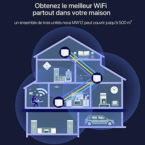 Nova MW12-3 Pack Système WiFi Mesh AC2100M pour la Couverture Maison/PME de 600 m² Multi-étage, Remplacement Routeur&Répéteur, 2 Ports Gigabit x3, Installation APP Facile, Compatible avec Alexa