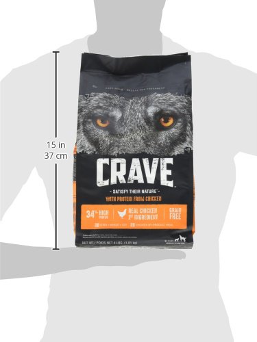 CRAVE GRAIN FREE HIGH PROTEIN ADULT DRY DOG FOOD, CHICKEN, 4 LB. BAG