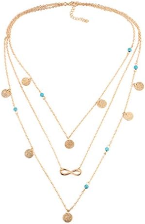 New Fashion Multi Layer Leaf Chain Necklaces Jewelry For Women Bohemian Blue Stone Choker Chain Jewellery 136