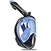 Vaincre 180° Full Face Snorkel Mask Panoramic View Anti-Fog,Anti-Leak Snorkeling Design with Adjustable Head Straps-See Larger Viewing Area Than Traditional Masks for Adults Youth (Black/Blue L/XL)