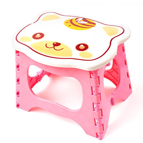 Non Slip Folding Step Stool for Kids and Adults with Handle, Holds up to 250 LBS (Pink)
