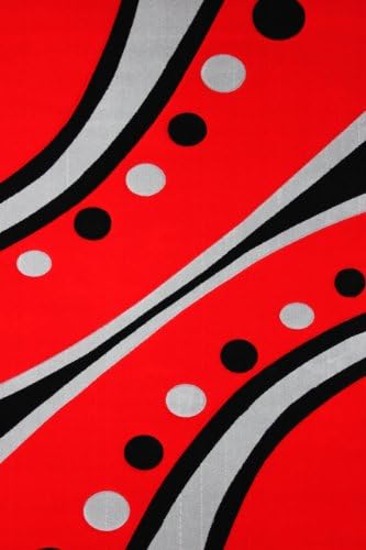 Hand Tufted ~8 x 11 Luxurious Bright Red with Polka Dot Geometric Geo Designs Area Rug , Hand Made ON SALE!