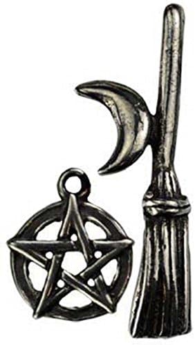 Witch's Broom Amulet Necklace Charm Comes with Both Charms