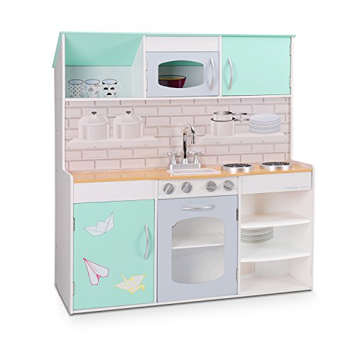 WildBird Care Kids Dollhouse & Kitchen Double-Side Wooden Playsets TZ-D1608