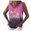 YHIIen Dames tanktop T-shirt bovenstuk zonnebloem print vest mouwloze crop tops casual U-hals basic blouse top tuniek…