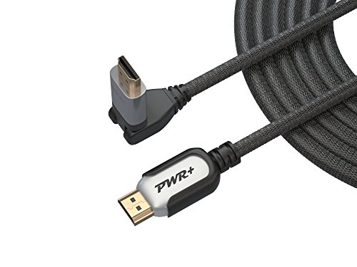 Pwr+ 12 Ft 4K HDMI 2.0 Braided Ultra Full HD 2160p 1080P Ethernet 3D Audio Return 90 Degree Cable - for PS3 PS4 Xbox 360 Apple-TV Laptop Projector Computer Monitor PC High-Speed Version Max Resolution