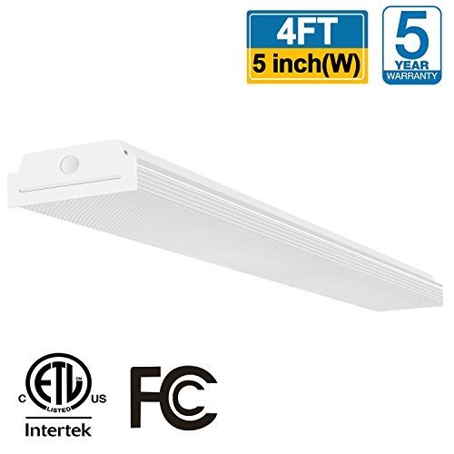 FaithSail 4FT LED Wraparound 40W 4 Foot LED Shop Lights for Garage, 4400lm 4000K Neutral White, Wrap Light, 48 Inch LED Light Fixtures Flush Mount Office Ceiling Lighting, Fluorescent Tube Replacement