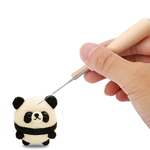 JIAN YA NA Needle Felting Craft Kit Set Wool Felt Tools with Foam Mat + Wooden Felting Handle + 10 Needles + Scissors + Awl + Finger Stall + Glue Stick