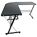 {US STOCK}Teekland Office Desk with Keyboard Tray，3-Pieces Corner Computer/Laptop Home Table(Black Tempered Glass，L-Shap）