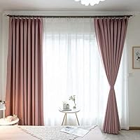 Leadtimes Pink Blackout Curtain Panels 96 Inch Length Linen Insulated Room Darkening Grommet Window Treatment, 2 Panels Set (Pink, 100" W x 96" L)