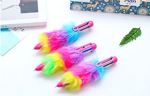 4 Pack Novelty Multicolor Ballpoint Pen, Magnoloran Retractable Roller Ballpoint Pens Multifunction 6 In 1 Shuttle Pens, 6 Colors Highlighters Marker Pens Colorful Stationery Creative School Supplies