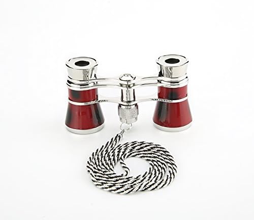 Opera Glasses / Binoculars w 3 x 25 in, For Travel Hiking Bird Watching Adults Kids (Chain, with Chain - Red)