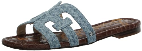 Sam Edelman Women’s Bay Flat Sandal Montrose Blue Denim 8.5 Medium