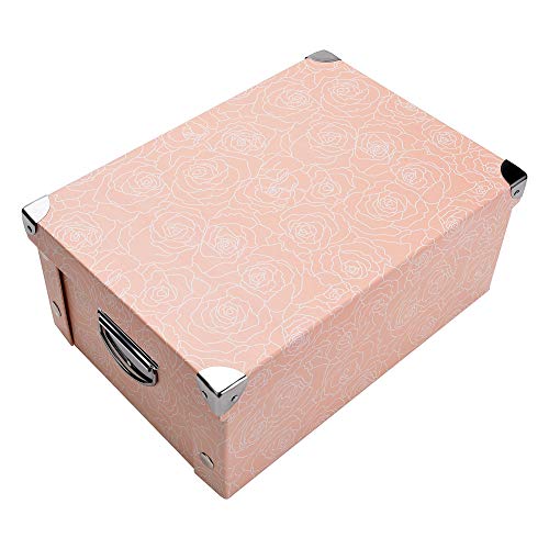 NBHUZEHUA Collapsible Stackable Cardboard Storage Boxes with Lids for Bedroom Home Office Decorative Pink Rose