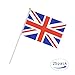 25 Pack Hand Held Small Mini Flag British Flag Untied Kingdom UK Stick Flag Round Top National Country Flags,Party Decorations Supplies for Parades,World Cup,Festival Events,International Festival