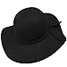 Fashion Vintage Black Lady Wide Brim Wool Felt Bowler Fedora Hat Floppy Cloche