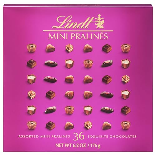 LINDT MINI PRALINES, ASSORTED CHOCOLATE CANDY PRALINES WITH PREMIUM FILLING, GREAT FOR GIFT GIVING, 6.2 OZ. GIFT BOX