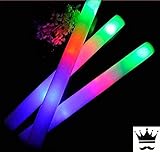 100 Pack of 18 Inch Multi Color Flashing Glow LED Foam Sticks, Wands, Batons - 3 Modes Multi-Color - Party Flashing Light DJ Wands, Concert, Festivals, Birthdays, Party Supplies, Weddings, Give Aways