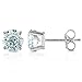 10K White Gold Post 1CTW 5MM Lab Grown Moissanite Stud Earrings Platinum Plated Silver Push Back for Women