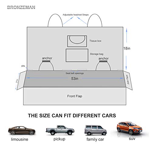 Dog Seat Cover for Back Seat - 100% Waterproof,Nonslip Bench Seat Cover Compatible for Middle Seat Belt | Strong & Durable, Multiuse,Fits All Cars | Bonus Gifts Pack Bag,Dog Leash, Buckle (Black)