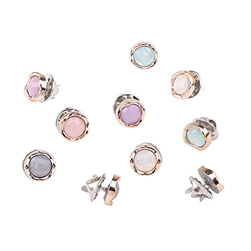 Joyci 10-Pack Women Shirt Brooch Buttons Lapel Pins Novelty Suit Vest Safety Buckle Metal Tie Tacks Pin Back Clutch (Jelly Color) - Thumbnail 5