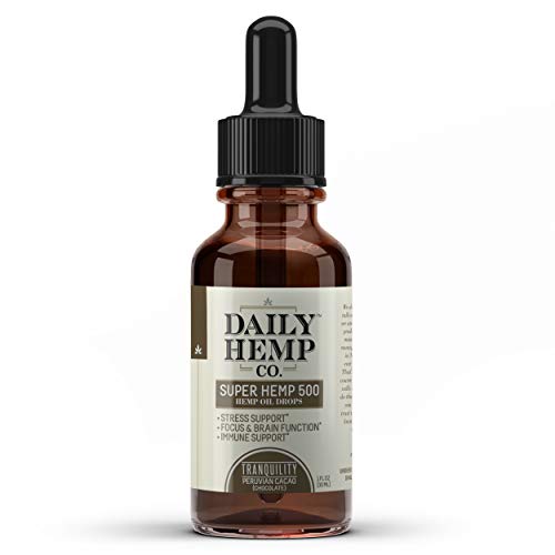 Daily Hemp Co. Super Hemp Oil, Cacao (Chocolate) Flavor, Hemp Extract Drops, for Pain Relief, Anti Anxiety, Anti-Inflammatory, Stress Relief, Helps with Sleep, Skin and Heart Health, 1 Fl Oz. (30 ml)