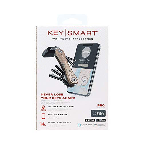 KeySmart Pro - Compact Key Holder w LED Light & Tile Smart Technology, Track Your Lost Keys & Phone w Bluetooth (up to 10 Keys, Gold) - Thumbnail 6