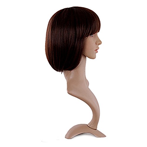 MapofBeauty 12"/30cm Fashion Short Straight Flat Bangs Wigs (Dark Brown)