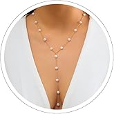 Pearl Necklace Gold Pearl Y Necklace Dainty Pearls Necklaces for Women Gold Beaded Necklaces Pearls Choker Chain Prom Wedding Bridal Bridesmaid Jewelry (Y)