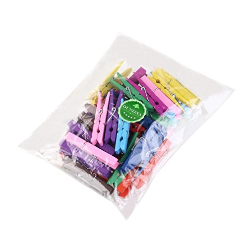 image for OUNONA 40pcs Wooden Clothespins Durable Clothes Pegs Pins, Colorful ph