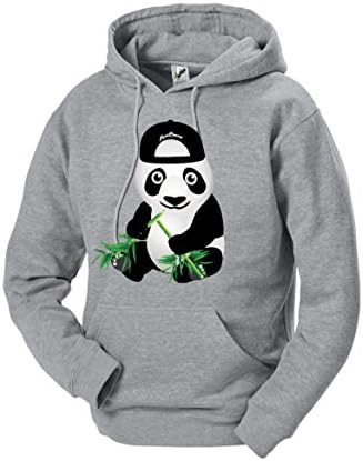 Real Blessed Men's Premium Quality Soft Pullover Fleece Graphic Hoodies (M, Cool Panda/Grey)