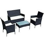 Tangkula 4 pcs Wicker Furniture Set Rattan Sofas Garden Lawn Patio Furniture