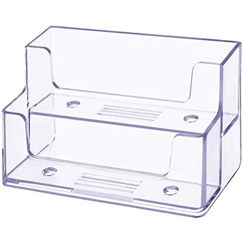 Vndeful 2 Pcs Clear Business Card Holder 2 Tiers Plastic Card Stand Organizer Card Holder Display for Home Office, 120 Cards Capacity