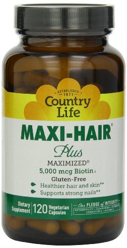 Country life maxi hair plus 5,000 mcg biotin 120 vegica…