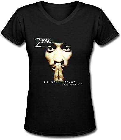JeFF Women 2Pac Tupac V-Neck T-Shirt (US Size)
